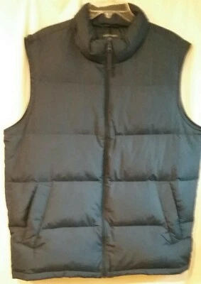 Lands Ends Navy Blue Puffer Goose Down Vest Warm Outerwear Mens LT Tall 42 44 - Image 1 of 4
