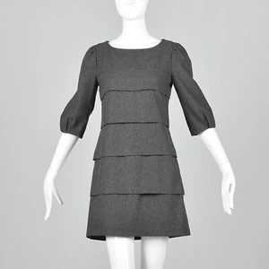 Miu Miu Layered Gray Wool Mini Day Dress Minimalist Designer Casual Winter - Picture 1 of 10