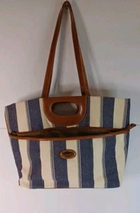 Capezio Blue And White Striped Tote Bag - Picture 1 of 18