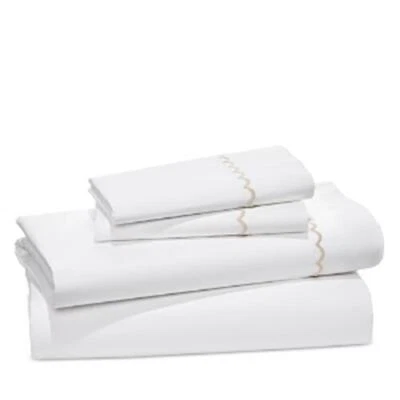 MSRP$545 Matouk Astrid 100% cotton percale 350Tc Sheet Set Exclusive Twin - Image 1 of 4