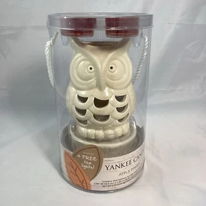 2014 Yankee Candle Luminary Owl Tea Light Holder Apple Pumpkin Tealights (4) NIB - Picture 1 of 5
