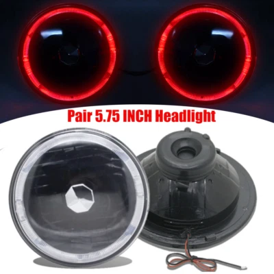 Pair 7" LED Headlights Headlamps Red DRL fit Pontiac Firebird 1970 1971 72-1976 - Image 1 of 4