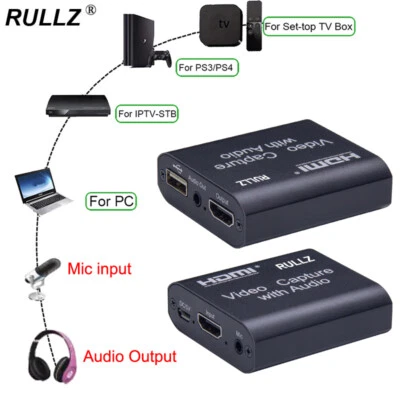 USB 2.0 Mic Input HDMI Loop Audio Video Capture Card Record Live Streaming - Image 1 of 4
