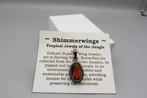 Shimmerwing Pendant Sterling Silver and Monarch Butterfly wing Fashion Jewelry - Picture 1 of 14