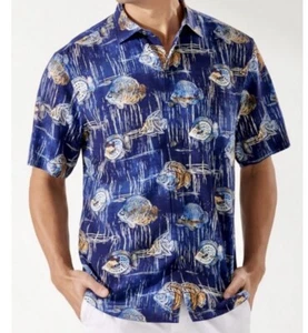 Tommy Bahama Shirt Mens 2XL Blue Tropical Fish Seaview Camp Shirt Veracruz Cay - Picture 1 of 13
