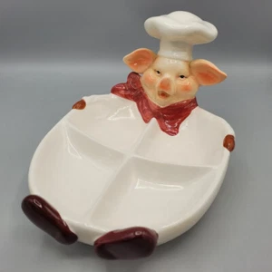 Davco Silver Ltd Schwein Chef Servierschüssel geteilt einzigartig Vintage - Bild 1 von 7