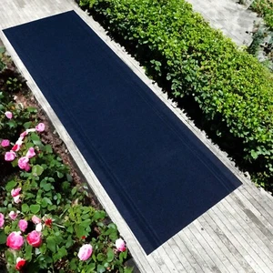 Anti Slip Light Weight Low Profile Dark Blue Rug Runner Hallway Office Outdoor - Picture 1 of 5