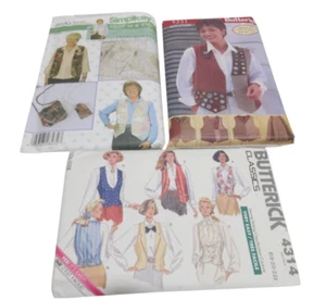 Lot of 3 VEST Sewing Pattern Simplicity 4930 Butterick 4314 5231 Cut Vtg Women's - Picture 1 of 5
