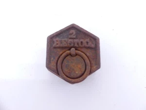 altes 2 Hectog 200 gramm Gewicht Krämer Kaufmann Eckige Form mit Ring Frankreich - Picture 1 of 4