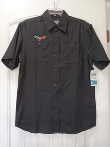 Camisa negra con botones Chevy Corvette manga corta pequeña - Imagen 1 de 10