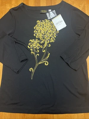 Camisa para mujer Bob Mackie Wearable Art talla grande manga 3/4 nueva con etiquetas Foto 1 de 4