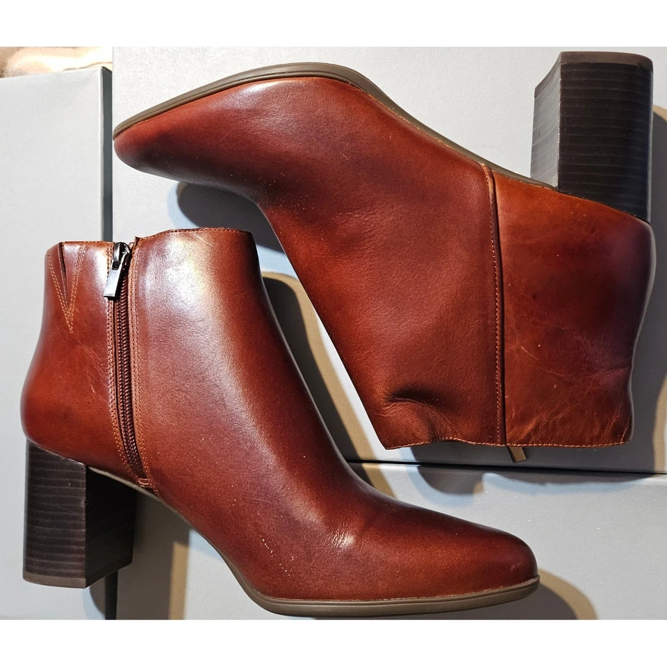 Rockport Womens Lynix Brown Leather Ankle Booties Shoes 9 Medium (B M) BHFO 5904