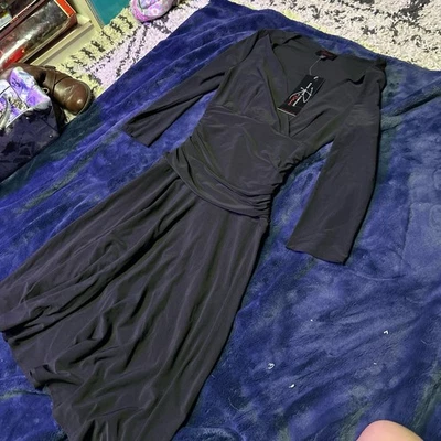 Jones New York Womens Size 4 Black Wrap Dress Long Sleeve - Image 1 of 3