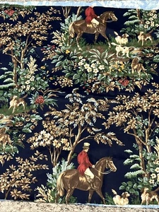 Vintage 1987 Ralph Lauren Riviera Home Dec Fabric horse, dog flowers remnant - Picture 1 of 5