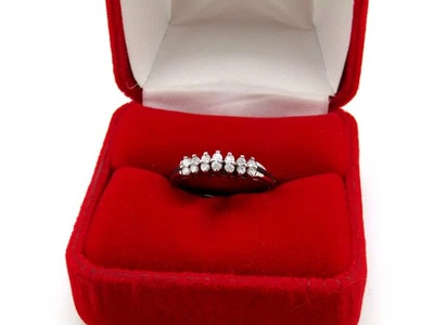 Natural Diamond Pyramid Style Anniversary Ring 10k White Gold Sz 6 Genuine Real - Image 1 of 4