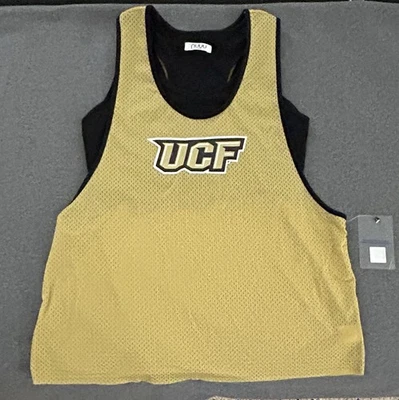 UCF Knights Womens Crop Tank Top L Mesh NEW Lined Gold Black Racerback NCAA Logo - Image 1 of 4