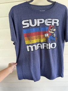 Super Mario Bros 2018 Retro T-Shirt Heather Blue Size Large - Picture 1 of 6