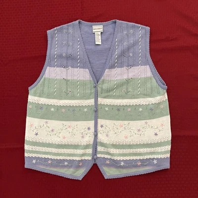 Chaleco para mujer Napa Valley talla XL crochet botón delantero núcleo de cabaña Foto 1 de 4