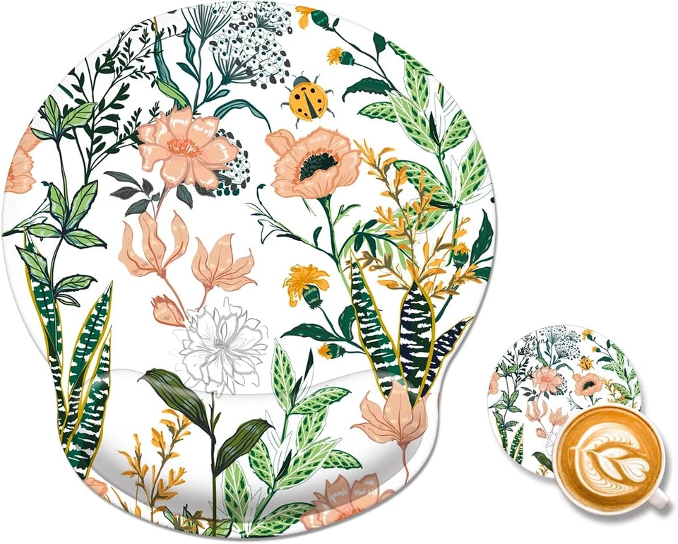 [30% Larger Ergonomic Mouse Pad with Wrist Rest Support with Coaster with Non-Sl - Image 1 of 4