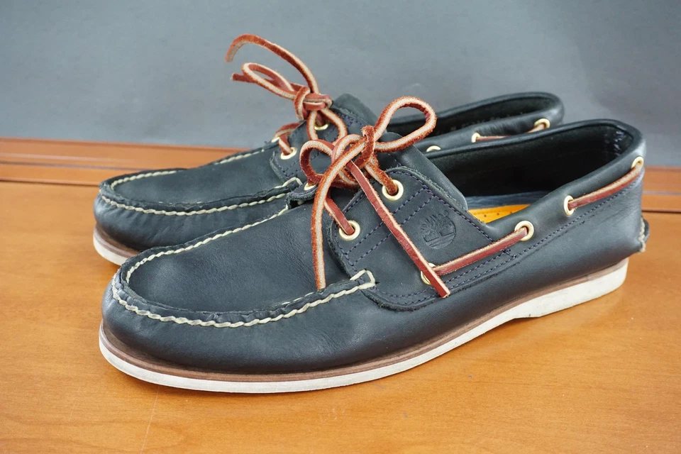 Timberland Boat Shoes Mens Size 11 Black Classic 2-Eye Leather Moc Toe Loafer - Image 1 of 4