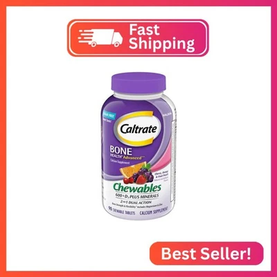 Caltrate Chewables 600 + D3 Plus 矿物质 钙和维生素 D,无糖,雪儿 — 第 1/2 张图片