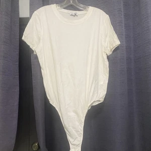 We Wore What Damen Kurzarm Body Bluse Creme Baumwolle Größe L - Bild 1 von 4