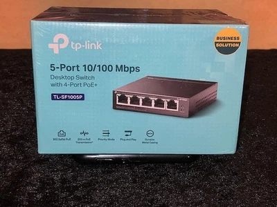 TP-Link TL-SF1005P 5-Port 10/100 Mbps Desktop Network Switch with 4-Port PoE+ – - Image 1 of 2