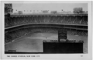 Vintage Yankee Baseball Stadium RPPC New York City Birds Eye View gioco fotografico - Foto 1 di 2