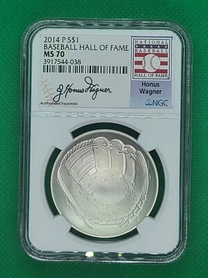 2014 P S$1 Baseball Hall Of Fame MS 70 Honus Wagner NGC graded  - Image 1 of 4