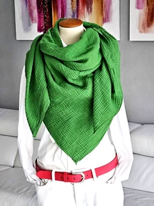 Italy Moda Großer Musselin Tuch Double Gauze 145 X 135 Grün