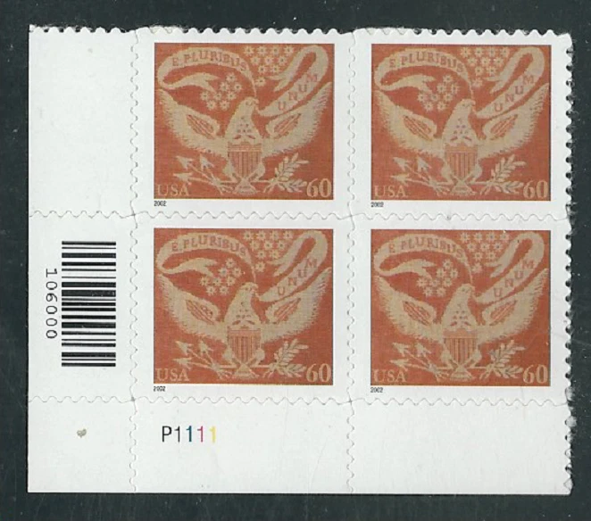 Scott #3646...60 Cent...Eagle... Plate Block  - Image 1 of 1