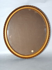 Ancien cadre ovale perlé + verre 50x45 feuillure 46x40 cm bois stuc doré B521