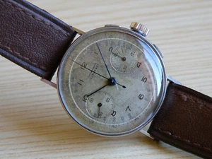 CHRONOGRAPHE LEBOIS & CIE-ACCIAIO-ANSE FISSE-RUOTA A COLONNE-VENUS 165-RARISSIMO - Picture 1 of 12