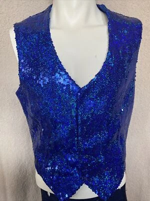 Silvia's Costumes Blue Sequins Heavy-duty Vest, Size 42 - Image 1 of 4