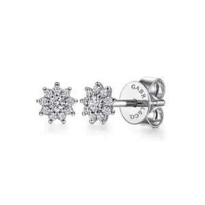 Pendientes de tachuelas de flores de diamantes en racimo de oro blanco de 14 K Gabriel & Co. EG14026W45JJ - Imagen 1 de 2