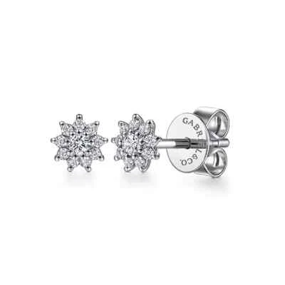 Gabriel & Co. 14K White Gold Cluster Diamond Flower Stud Earrings EG14026W45JJ - Image 1 of 2