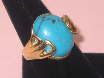 Lia Sophia ~ Kiam Family ~ Gold Tone & Faux Turquoise Ring ~ Size 6.5 - Image 1 of 3