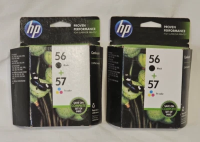*2 PACK* Paquete combinado de tinta HP 56 y 57 negro + amarillo cian magenta EXP  Foto 1 de 4