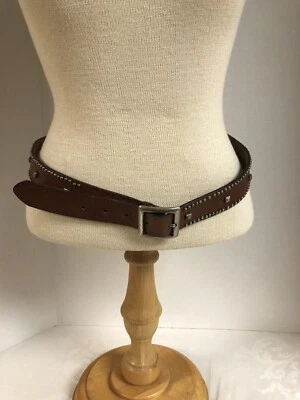 American Eagle O. BROWN GENUINE LEATHER 1.5"Wd STUDDED STATEMENT BELT Size M - Image 1 of 4