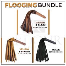 Real Cowhide Leather Floggers Set of 3 Handmade Floggers Thick Heavy Duty Flog