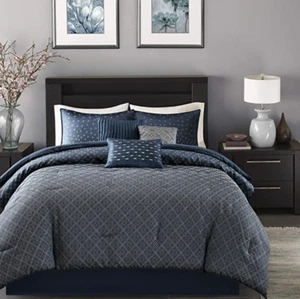 Madison Park Biloxi Jacquard Comforter Set-Modern Geometric Design All Season Do - Picture 1 of 9