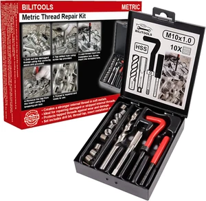 BILITOOLS M10X1.0 Thread Repair Kit, HSS Drill Helicoil Repair Kit Metric - Picture 1 of 12