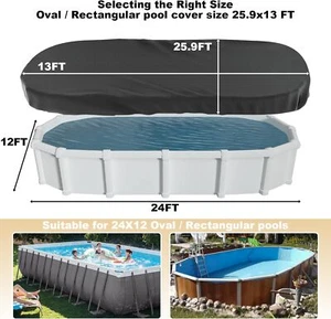 LXKCKJ Rectangular Pool Cover for Above Ground Pools, Solar Oval Pool Covers for - Picture 1 of 5