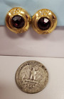 Earrings, Golden Base and Red Stone