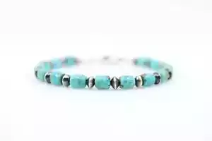 Pulsera Kingman turquesa y plata de ley, joyería de piedras preciosas azules del suroeste - Imagen 1 de 4