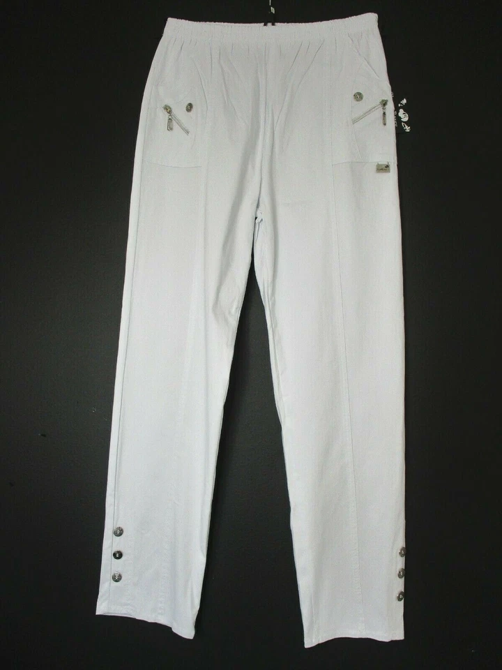 Cotone Misto Ladies Elasticizzato Pantaloni Lungo Tasche Taglie: 12 14 16 18 20 - Immagine 1 di 4