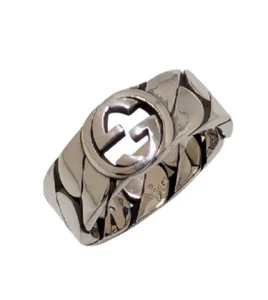 Authentic Gucci SV925 Ring Interlocking G Ring Ag925 US size9 Men Chain - Picture 1 of 7