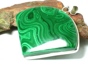 MALACHITE Sterling Silver 925 Gemstone PENDANT - Gift Boxed! - Picture 1 of 6