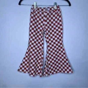 Abby & Evie White & Rust Colored Checkered Bell Bottom Jeans Size 4 - Picture 1 of 7