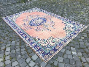 Turkish Antique rug Bohemian Area rug Oushak rug Vintage Rug Handmade Wool rug - Picture 1 of 9